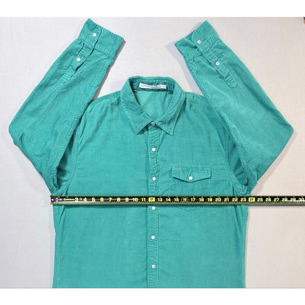 Criquet Teal Western Casual Corduroy Pearl Snap Buttons Mens XL 100% Cotton - Picture 2 of 11